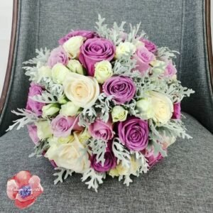 Ramo De Novia Con Rosas En Tonos Lilas Floreria Economica