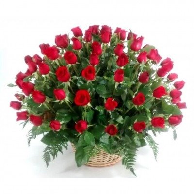 Canasta de 100 rosas rojas - Floreria Economica Arreglos económicos
